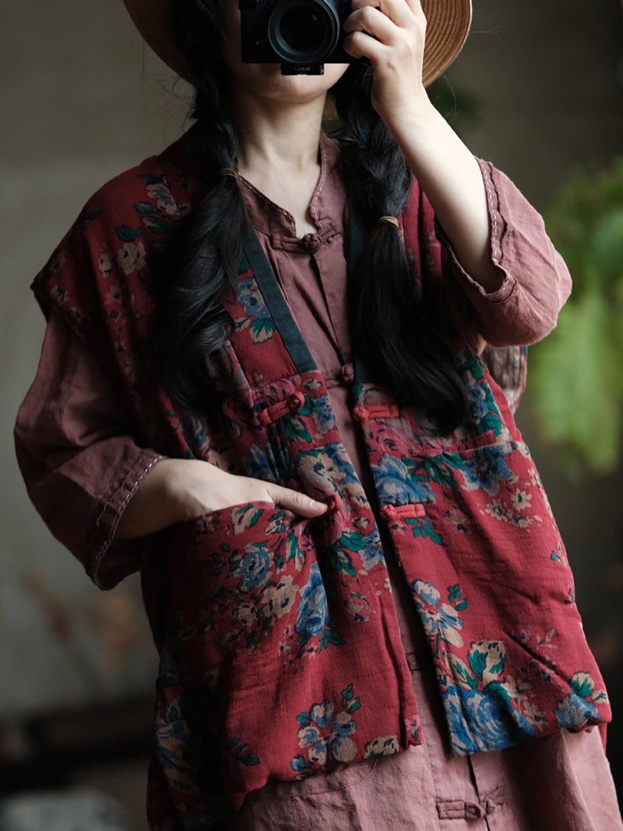 女款秋季條紋保暖V領羊毛背心