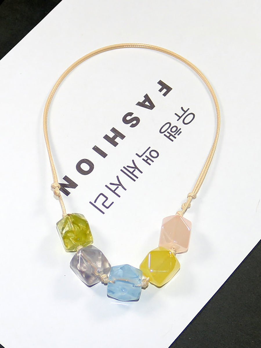 女士藝術彩色壓克力吊墜項鍊