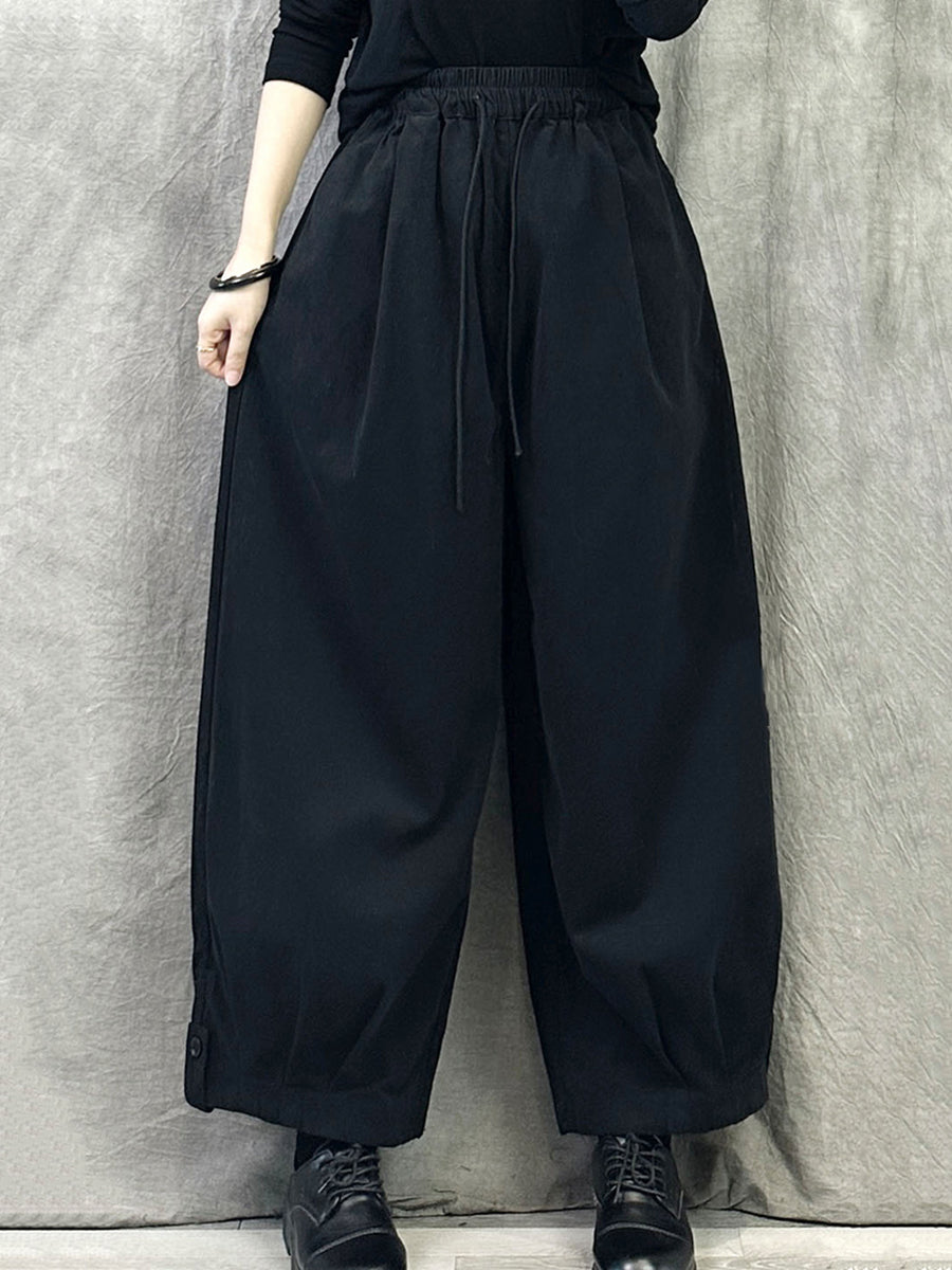 女士秋季純色棉質哈倫褲