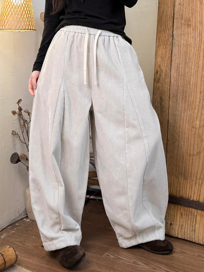 女士冬季休閒燈芯絨羊毛哈倫褲