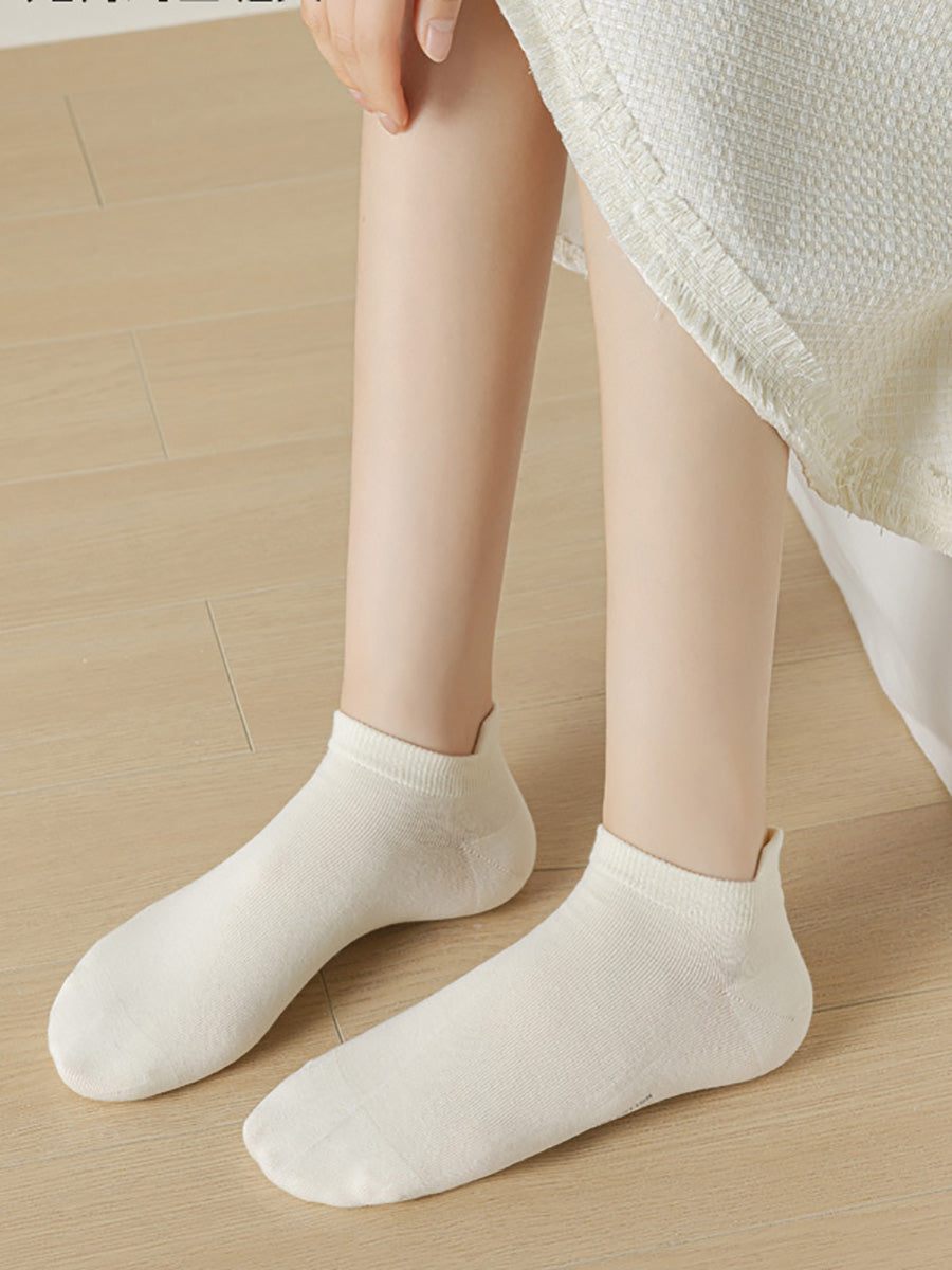 5雙裝女士夏季純色棉襪