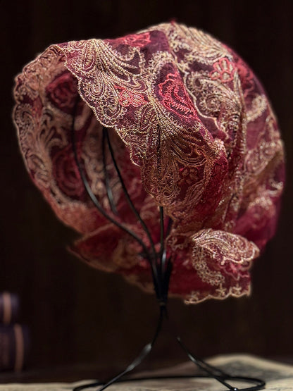 女士藝術刺繡蕾絲寬鬆針織帽