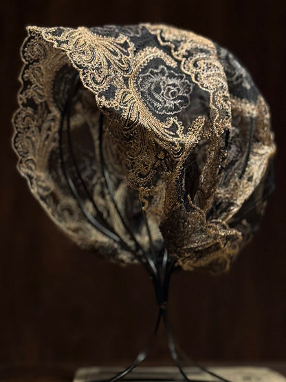 女士藝術刺繡蕾絲寬鬆針織帽