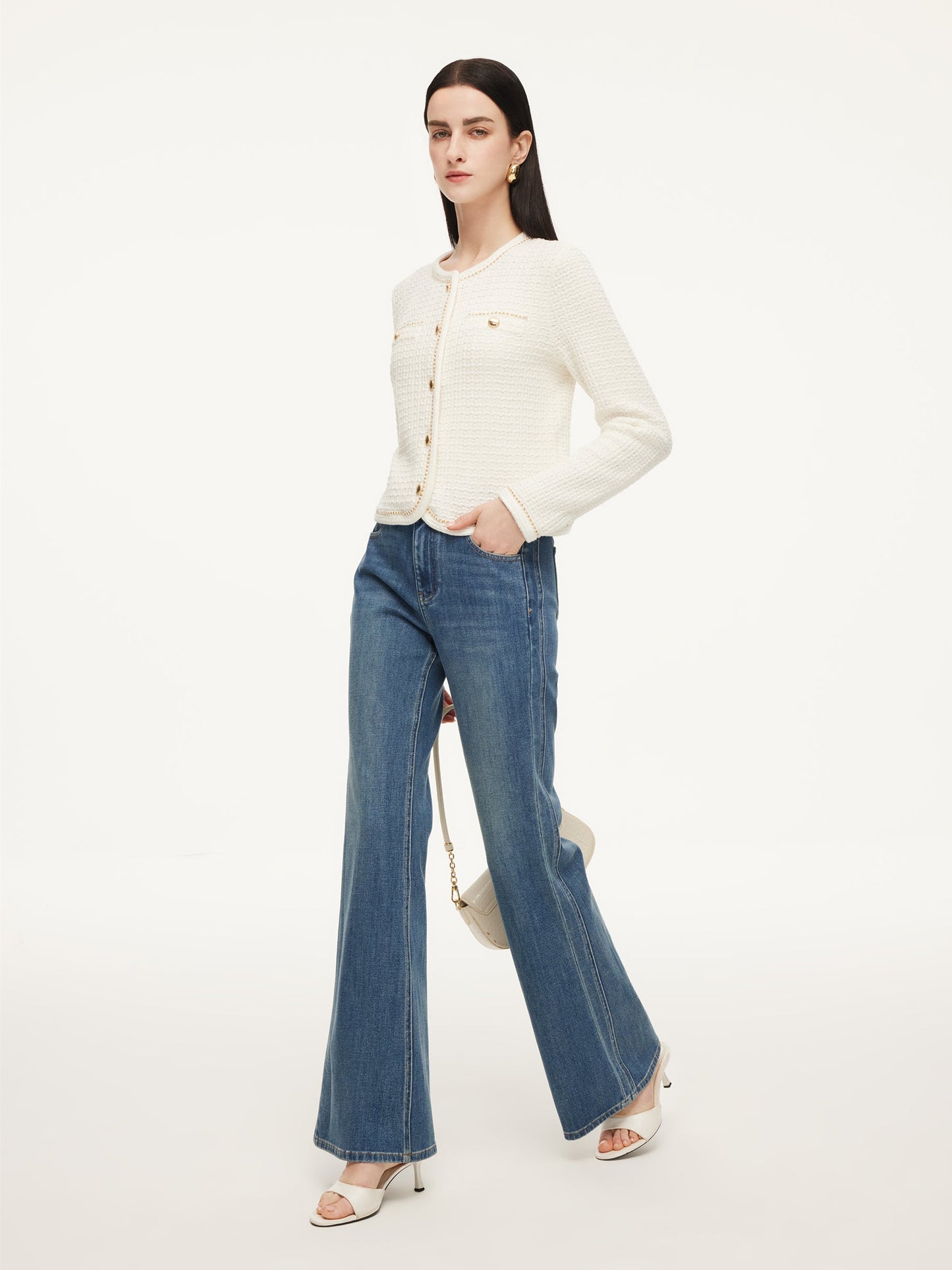 Round Neck Single-Breasted Women Cardigan