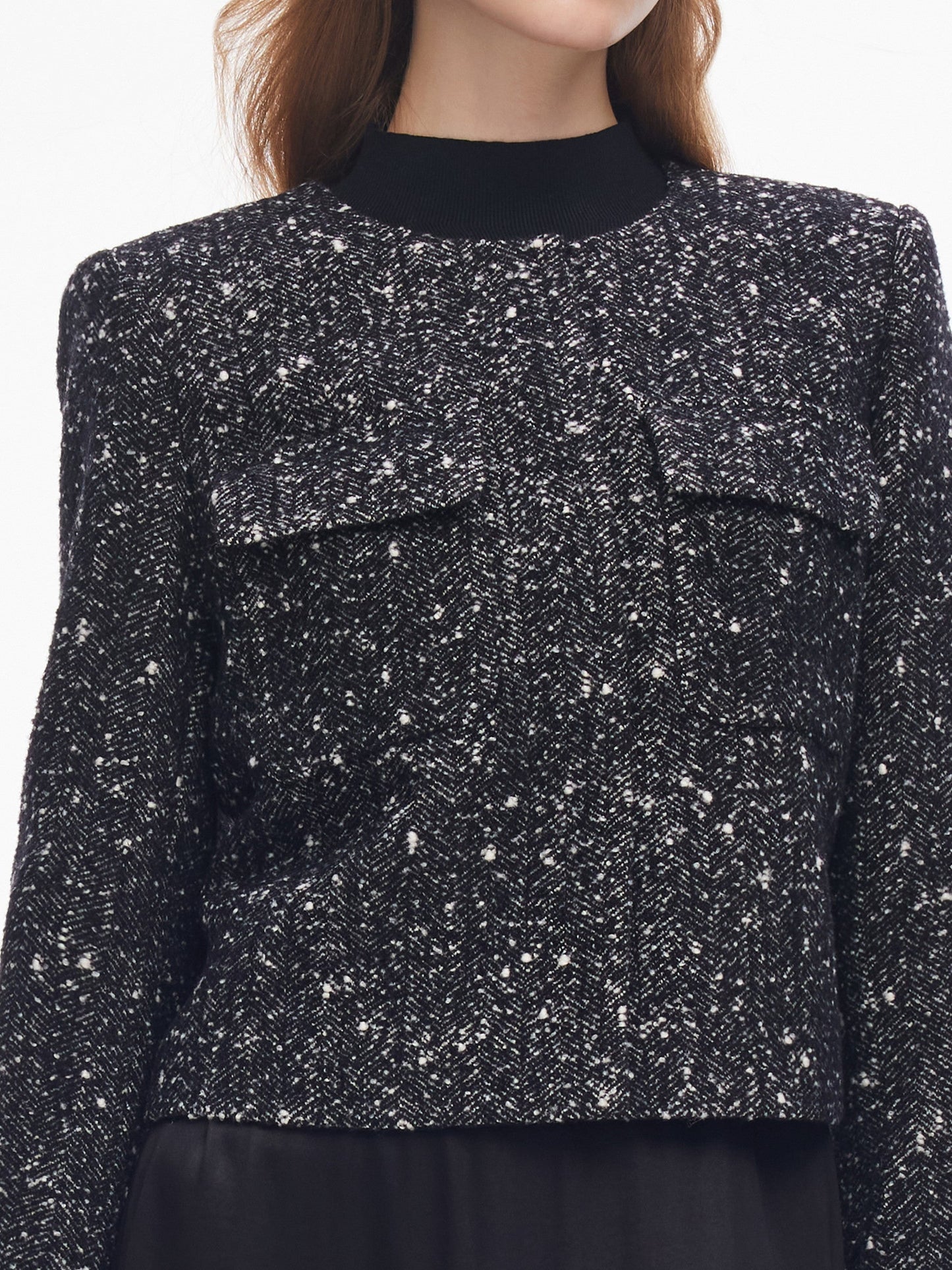 Wool Blend Round Neck Women Jacket