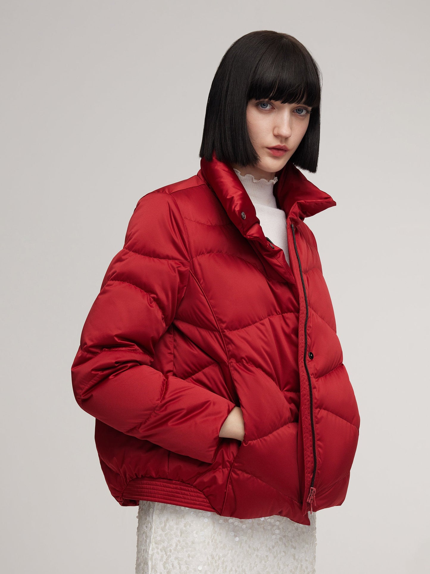 Windproof Magnetic Snap Goose Down Jacket
