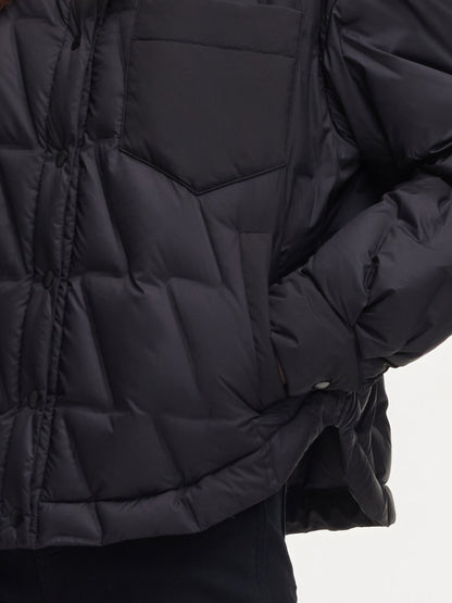 Drawstring Hem Shirt Collar Goose Down Jacket