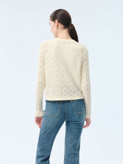 100% Wool Open Knit Women Cardigan