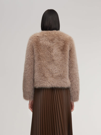 Eco-friendly Fur V-Neck Women Coat