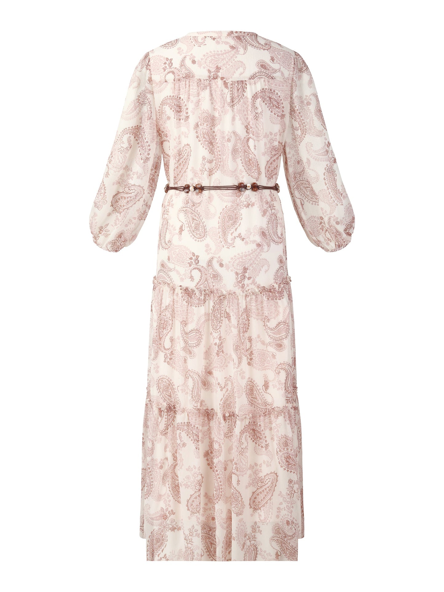 10MM Mulberry Silk Paisley Print Women Maxi Dress With Two Self-Tie Belts
