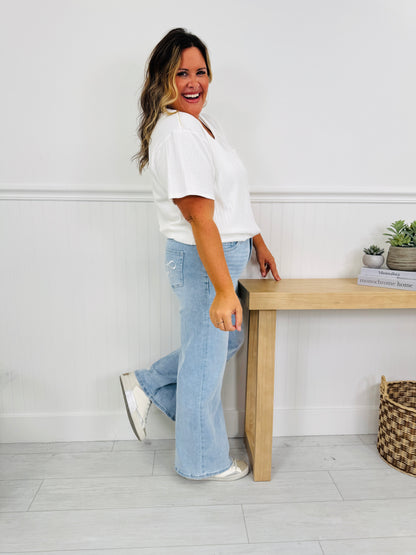 Bow Bliss Wide Leg Jeans with Tummy Control