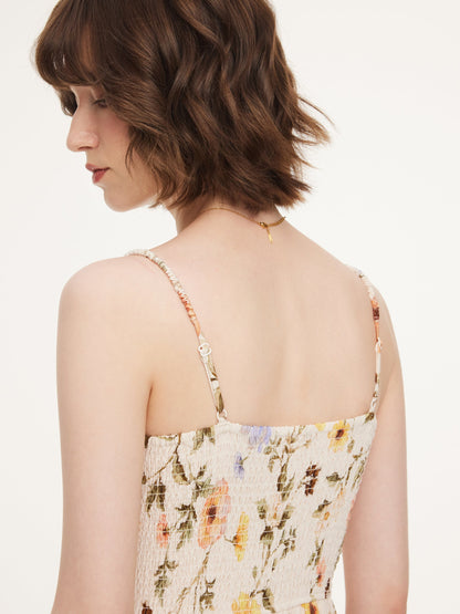 Tencel Blend Cardigan And Floral Print Strap Dress Two-Piece Set