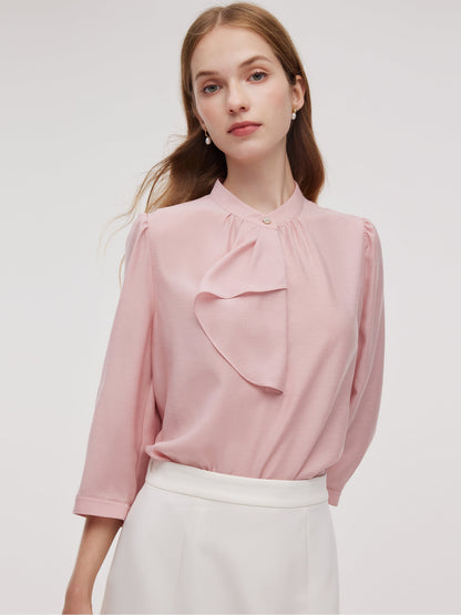 Acetate Blend Ruffle Blouse And Mermaid Skirt Two-Piece Set