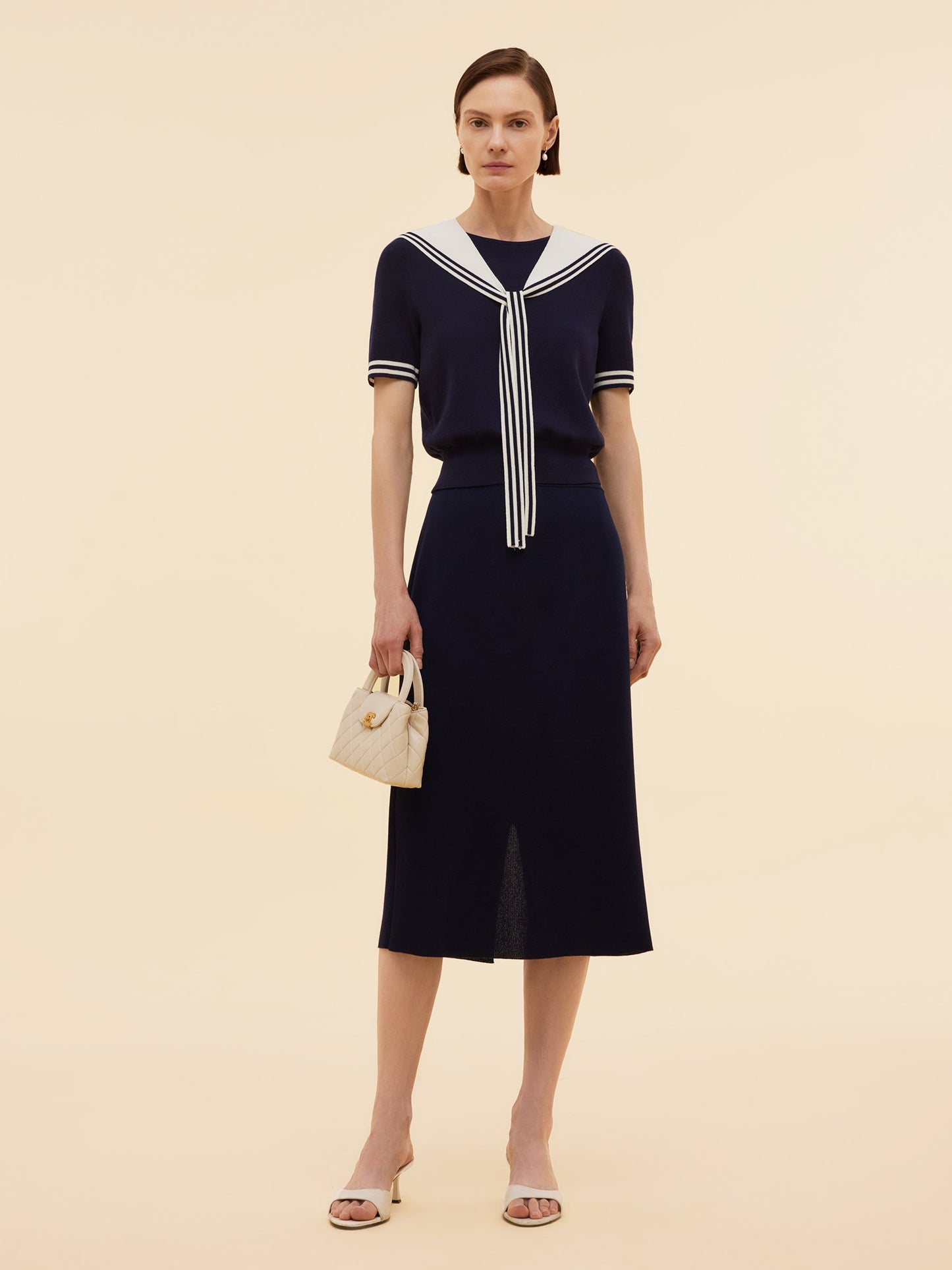 Tencel Blend Knit Top And Column Skirt Two-Piece Set