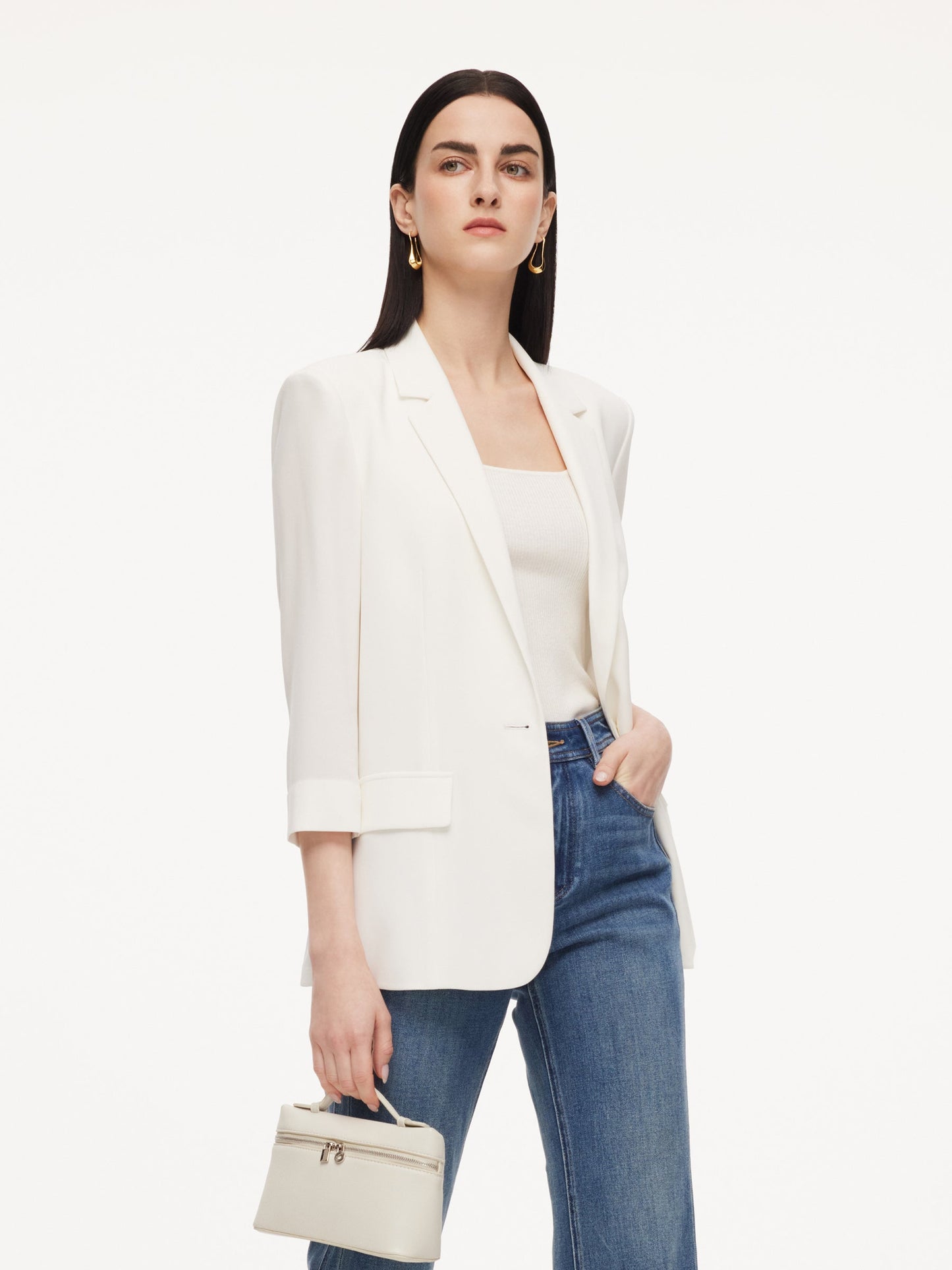 Acetate Blend Slim Fit Women Blazer