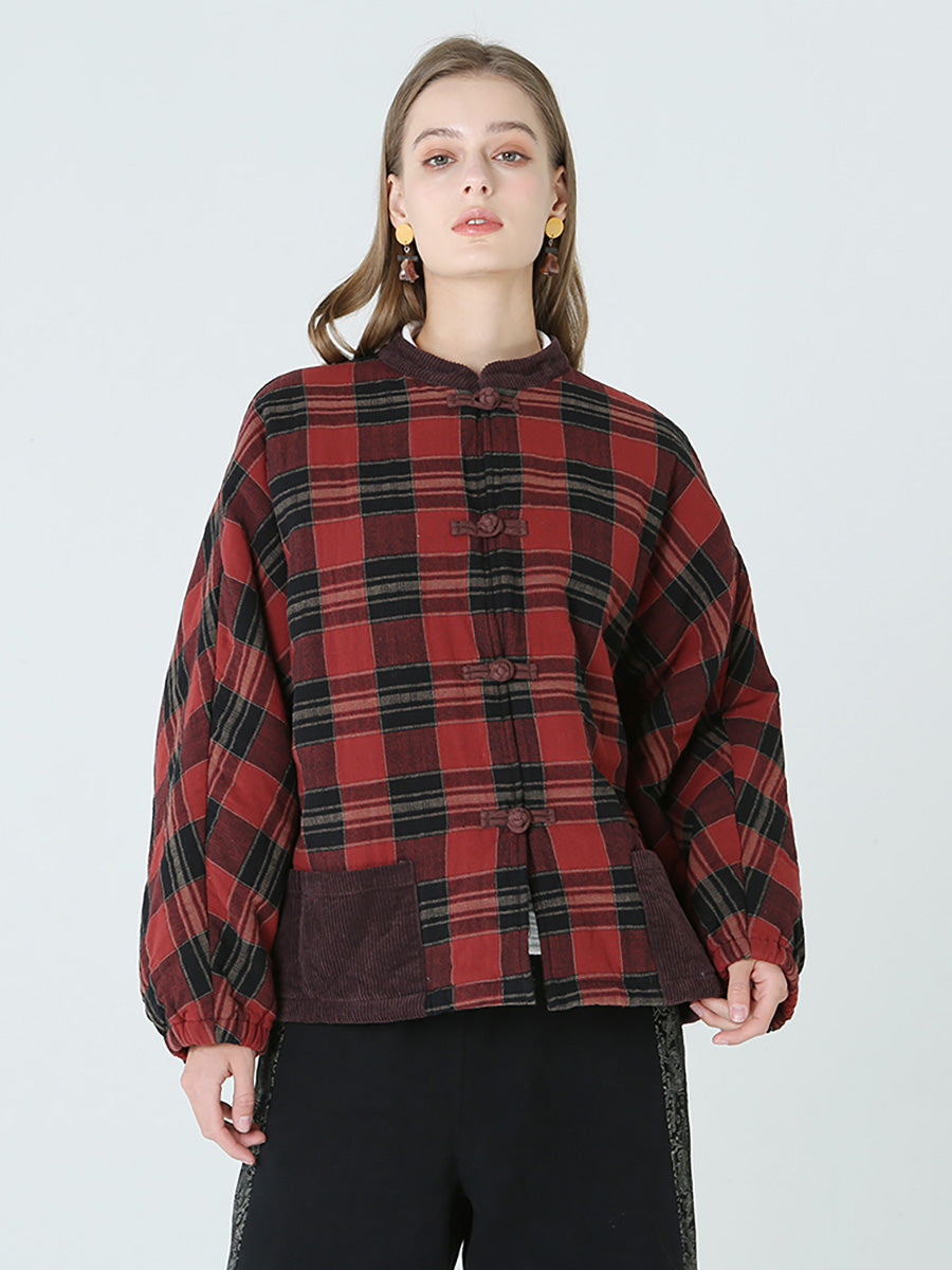 大尺碼春冬季格子女寬鬆休閒外套 M-2XL