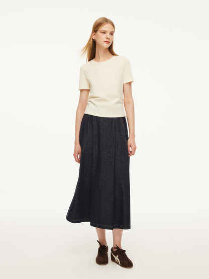Cotton Side Twist Women T-Shirt With Detachable Beaded Chain