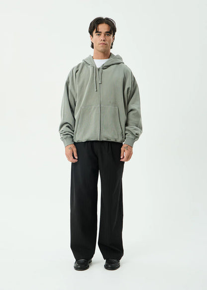 AFENDS Mens Genesis - Boxy Zip Hood - Washed Sycamore