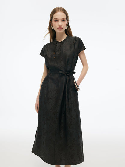19MM Gambiered Canton Gauze Women Qipao Maxi Dress