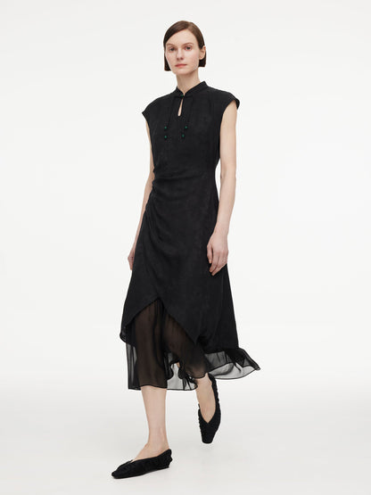 19MM Mulberry Silk Kapok Flower Jacquard Women Maxi Dress