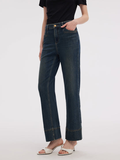 Denim Women Ankle-Length Cuffed Jeans