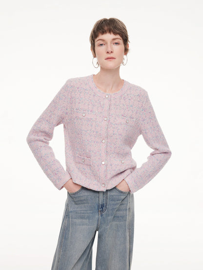 Wool Blend Jacquard Women Cardigan