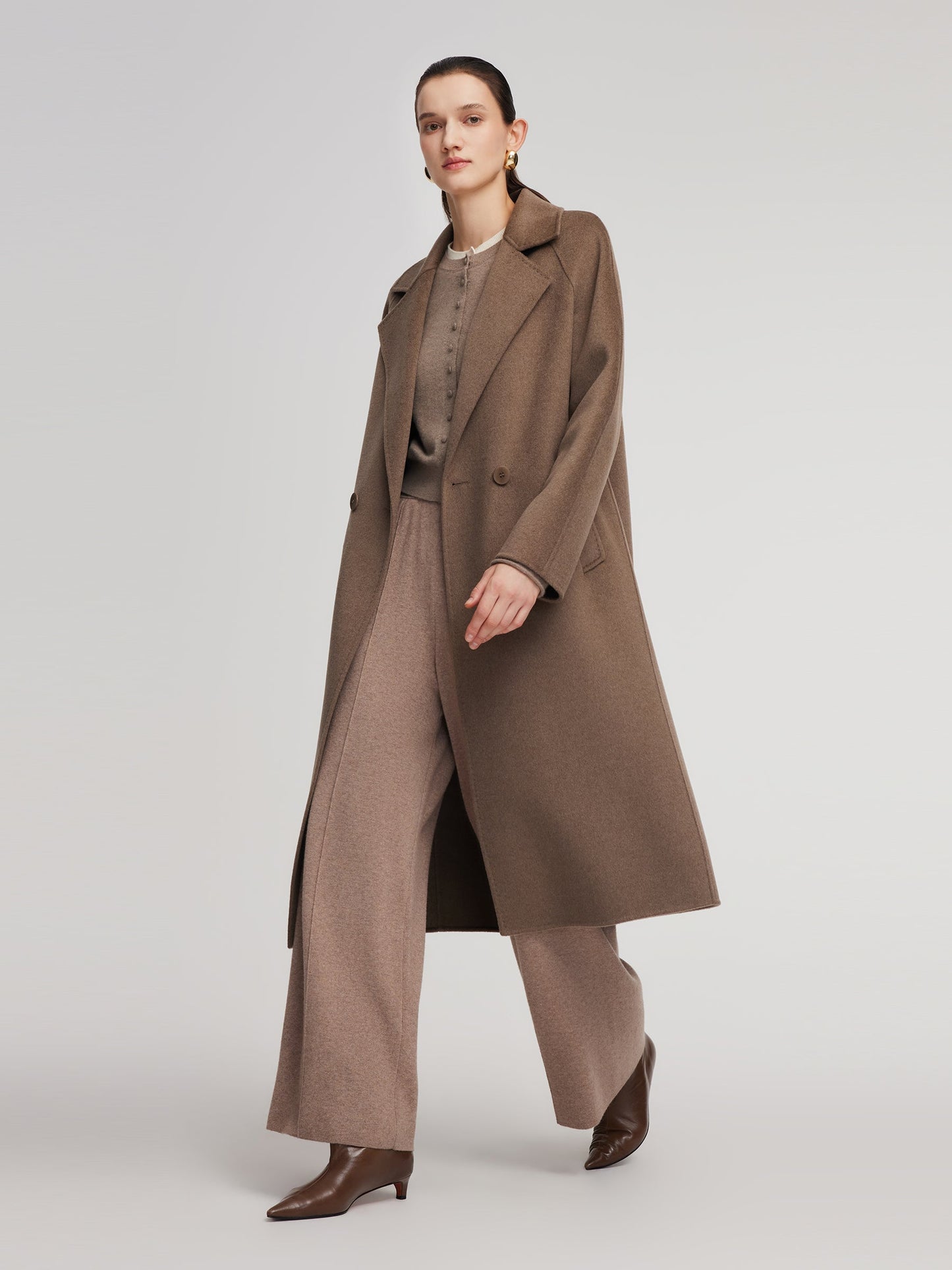 Cashmere Wool Blend H-Line Women Overcoat