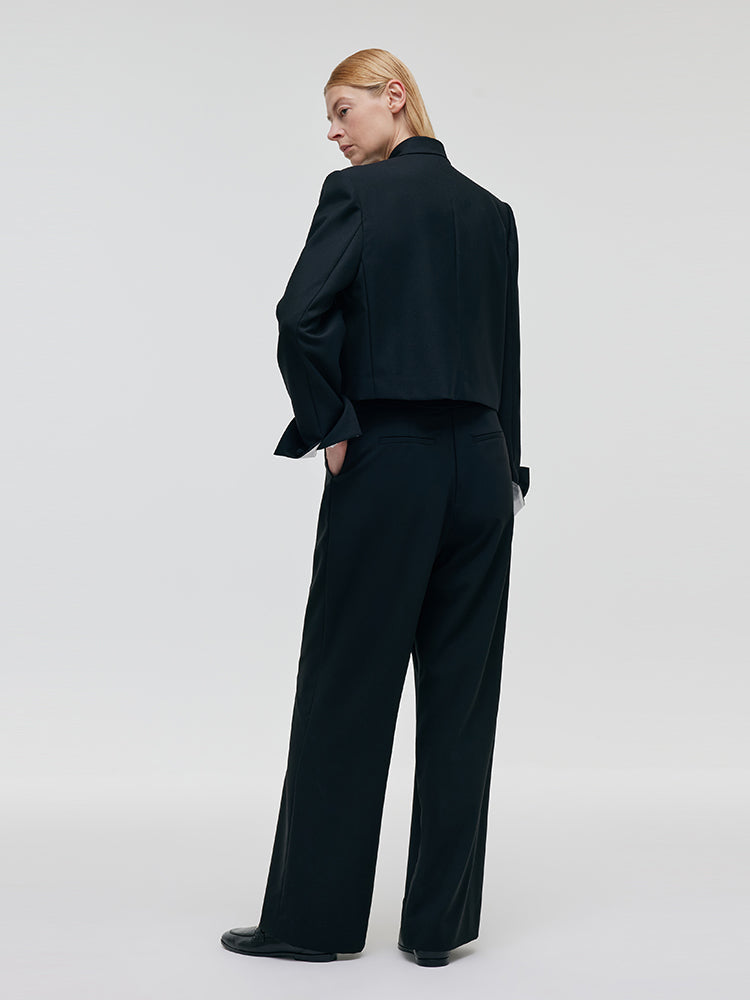 Worsted Wool New Chinese-Style Women Crop Jacket