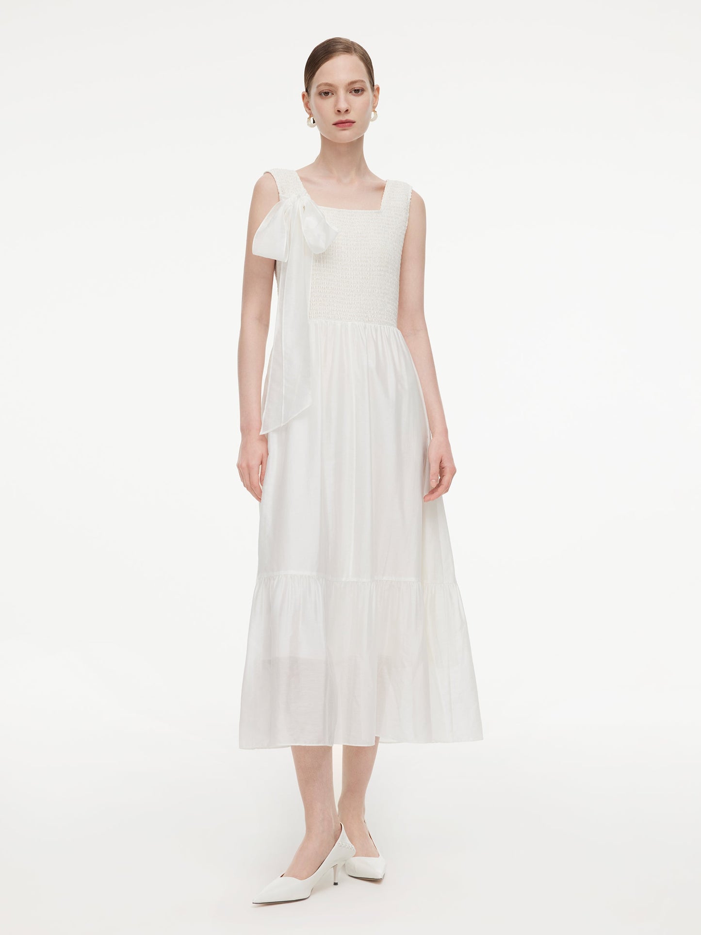 Tencel Blend Reversible Women Sleeveless Maxi Dress With Bowknot Ribbon