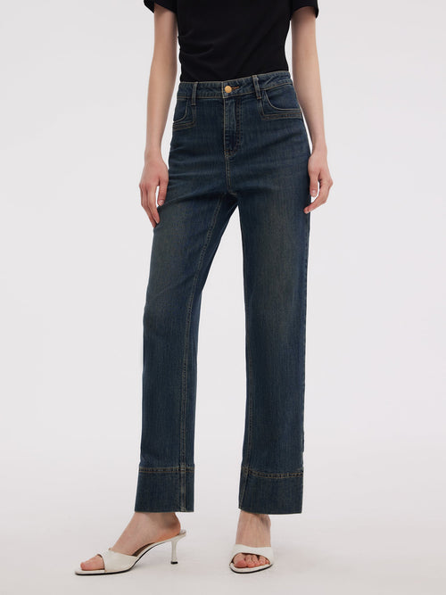 Denim Women Ankle-Length Cuffed Jeans