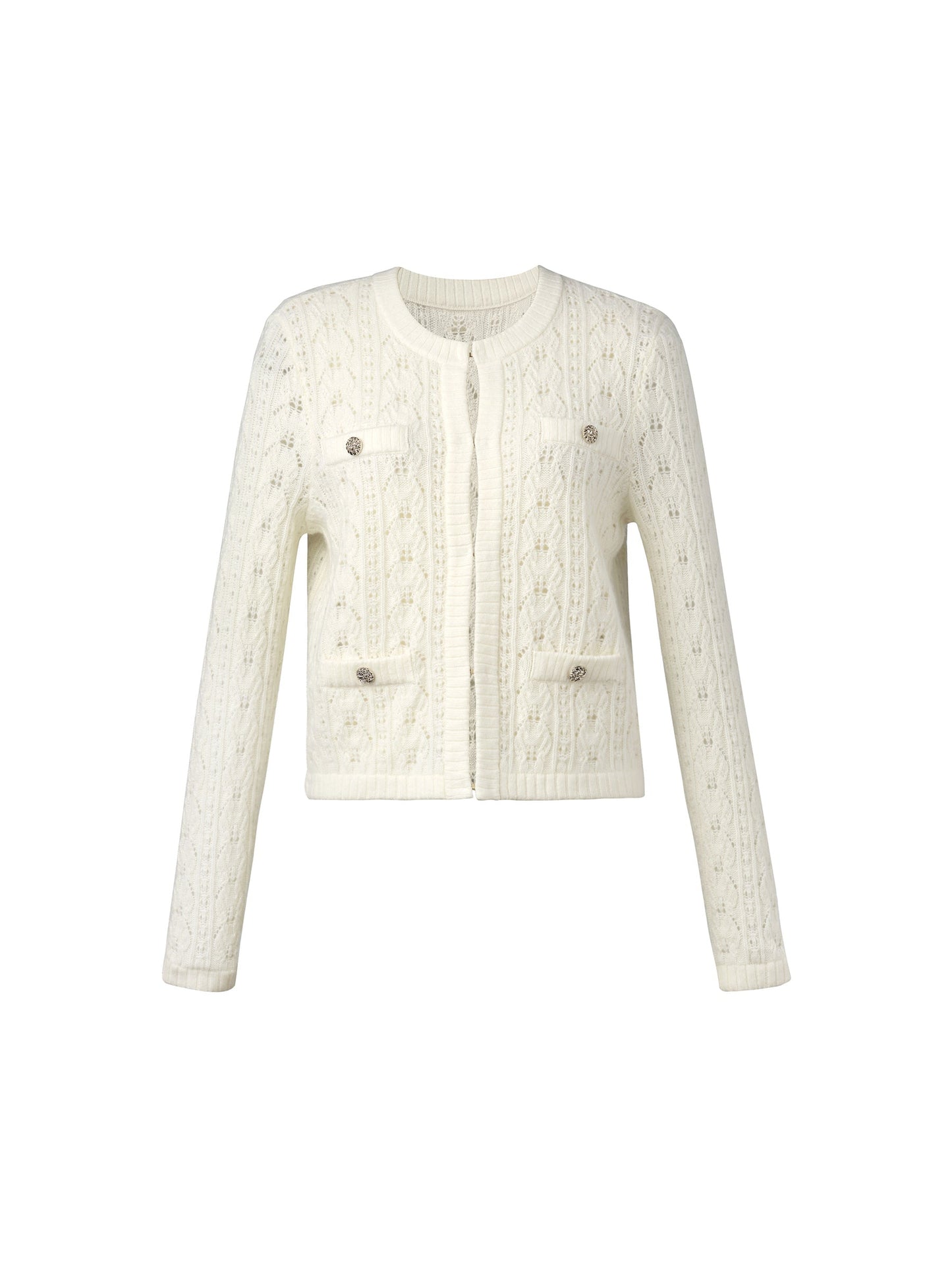 100% Wool Open Knit Women Cardigan