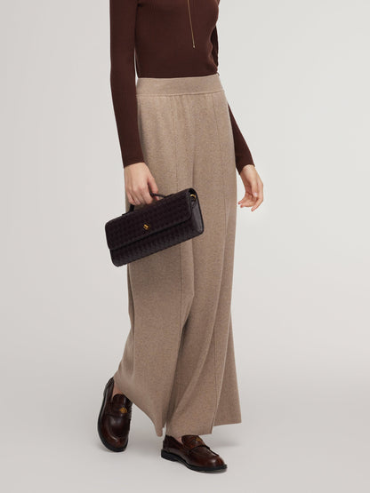 Cashmere Wool Blend Straight Wide Leg Women Pants