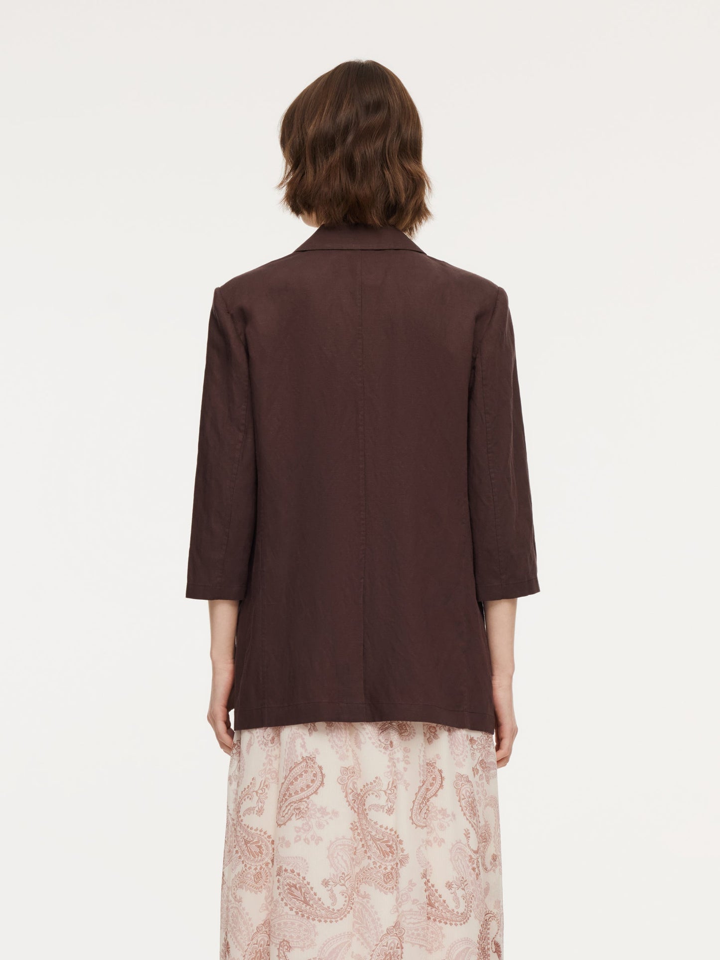Linen Blend Women 3/4 Sleeve Blazer