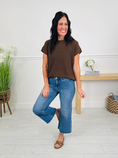 Double Check Tummy Control Wide Leg Cropped Jeans