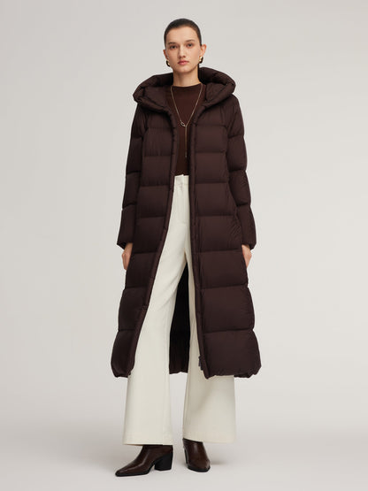 Cocoon Hooded Long Goose Down Puffer Coat
