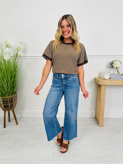 Double Check Tummy Control Wide Leg Cropped Jeans