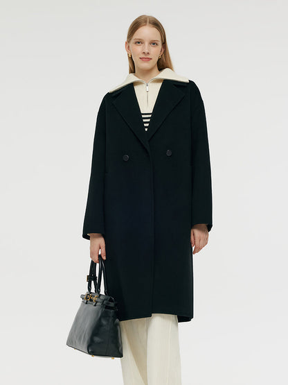 Wool Cashmere Double-Faced Unisex Mid-Length Coat