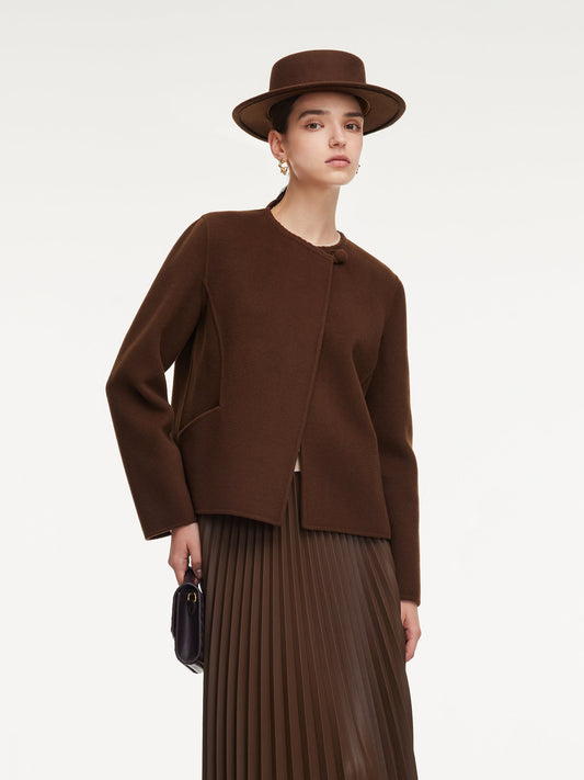 Cashmere Wool Blend Double-Faced Women Cropped Jacket
