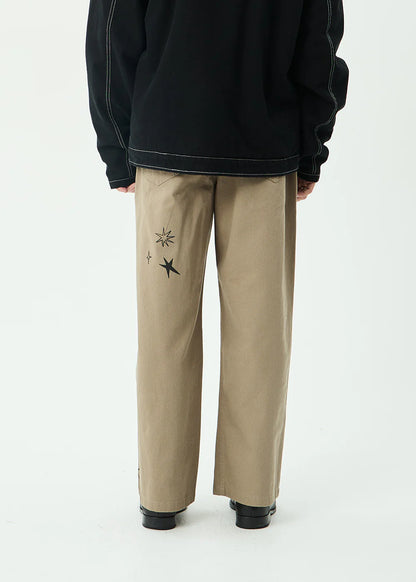 AFENDS Mens Flower Patch - Pablo Printed Pant - Stone