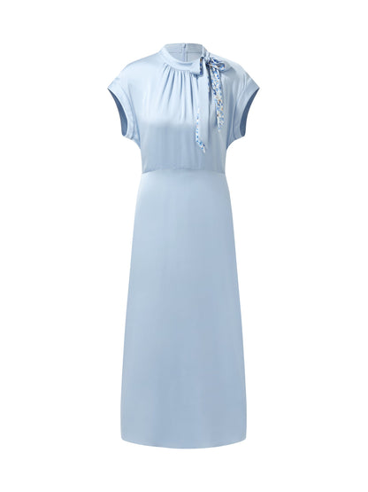 22MM Mulberry Silk Women Midi Dress With Two Silk Scarves