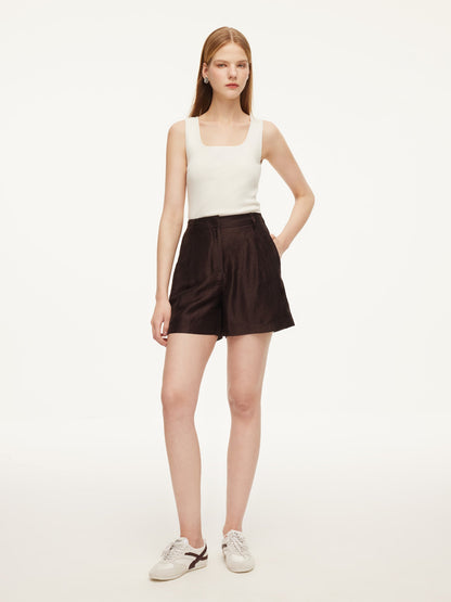 Tencel Linen Blend Women A-Line Shorts