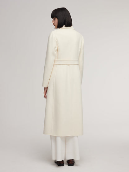 Cashmere Wool Blend Women Overcoat With Detachable Waist Tab