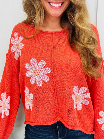 Blooming Good Vibes Top in Apple Red