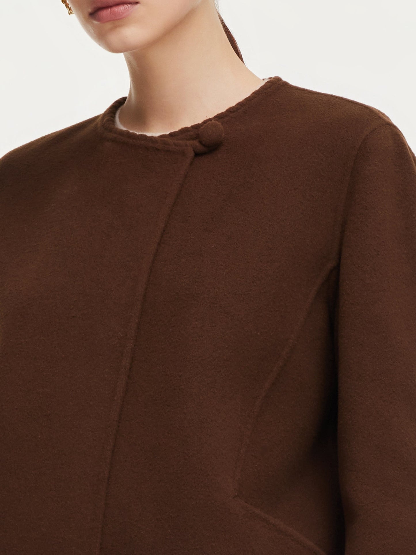 Cashmere Wool Blend Double-Faced Women Cropped Jacket