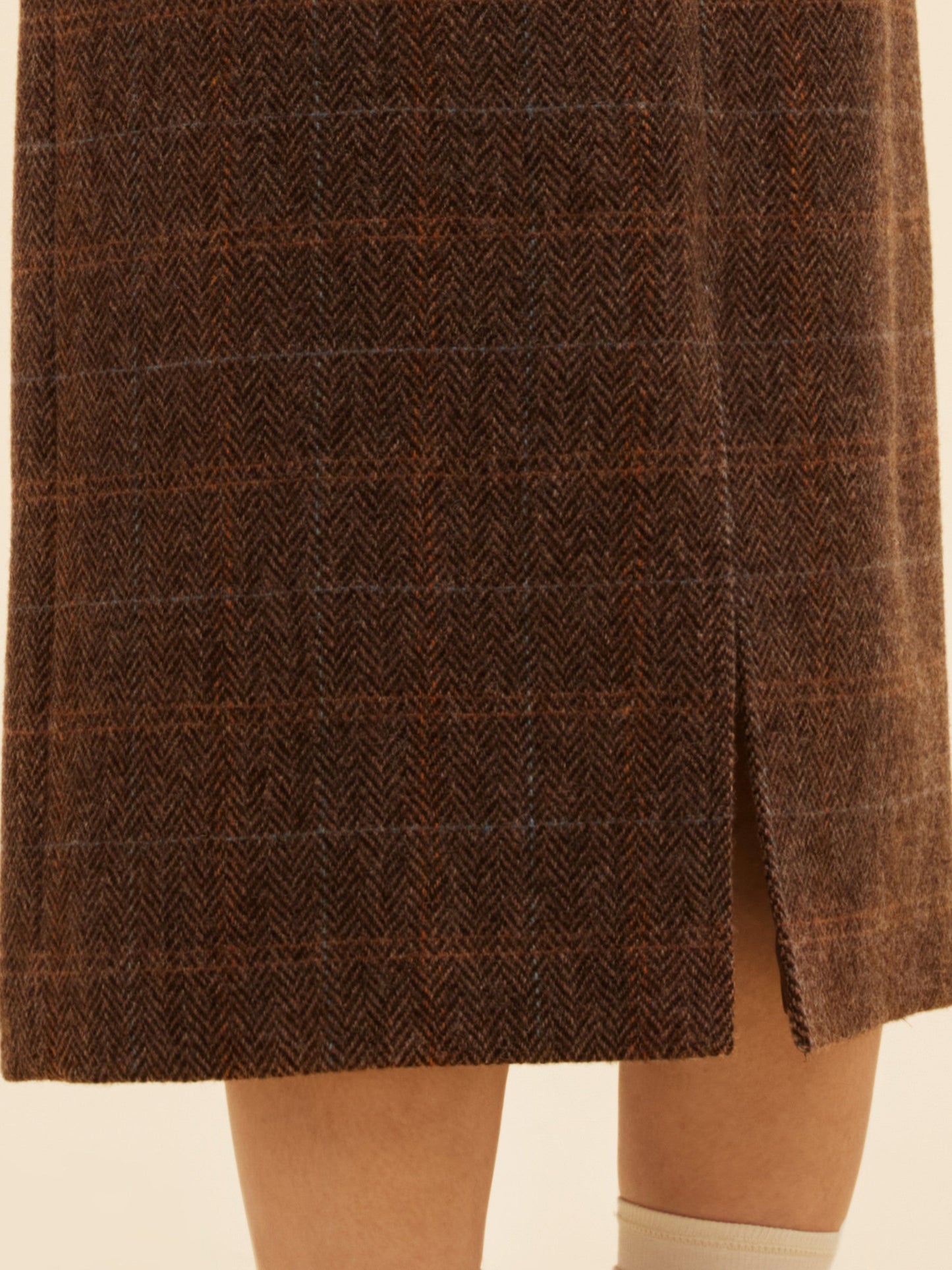 100% Wool Plaid Women Column Skirt