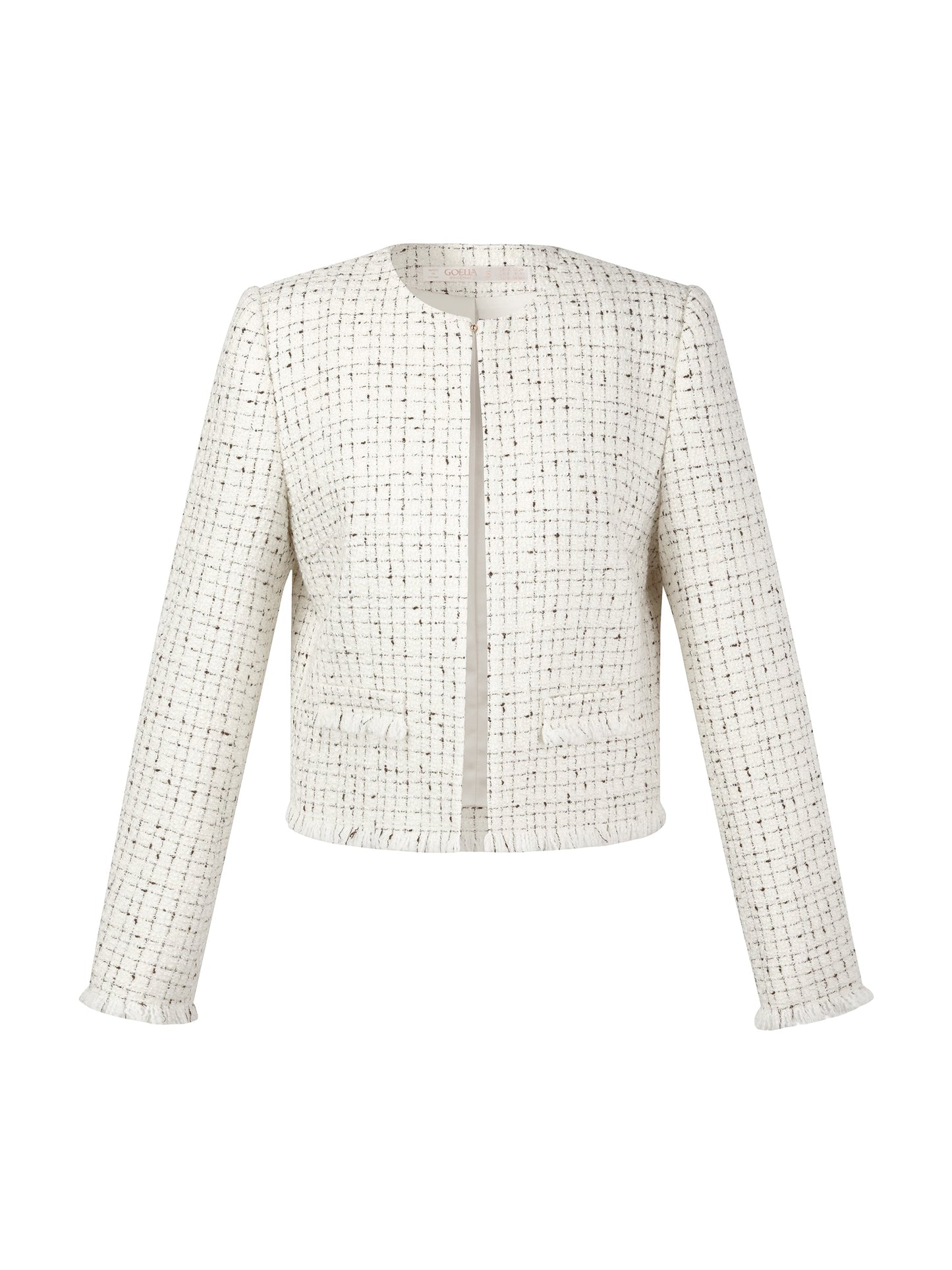 Wool Blend Tweed Frayed Hem Women Jacket
