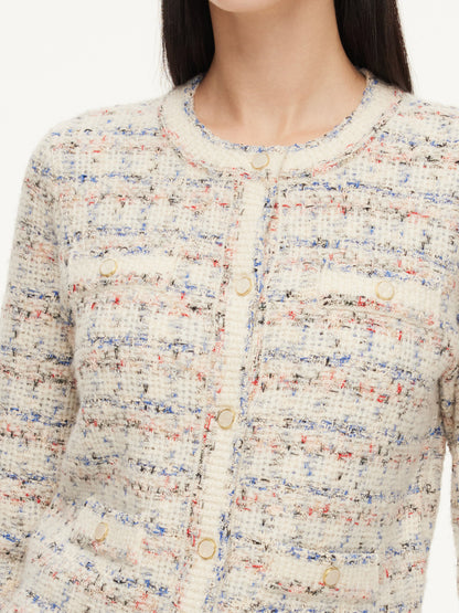 Wool Blend Jacquard Women Cardigan