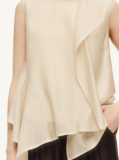 Lyocell Blend Ruffle-Detailing Women Tank Top
