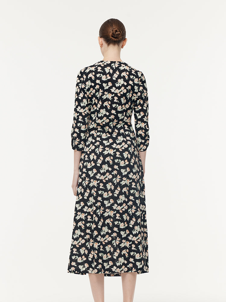 100% Cotton Floral Print Twist Front Women Maxi Dress