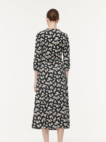 100% Cotton Floral Print Twist Front Women Maxi Dress
